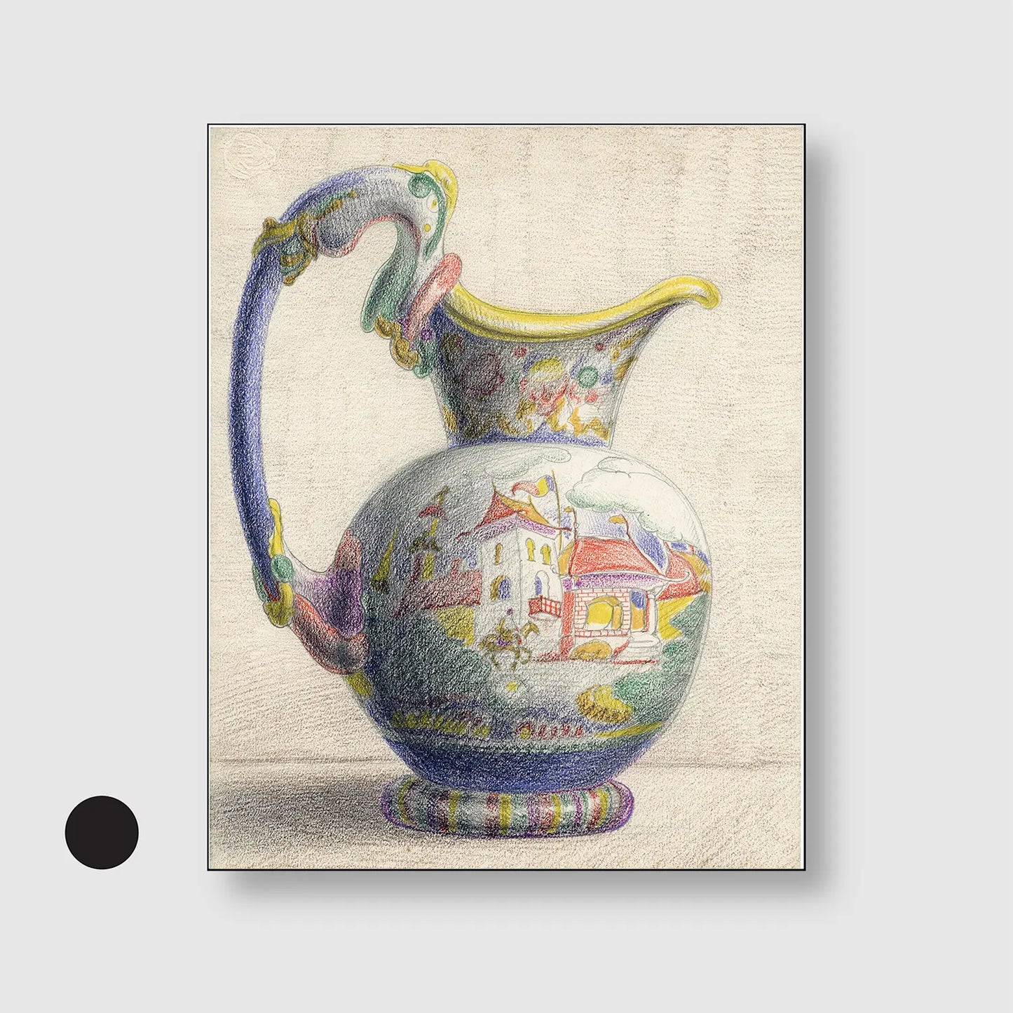 Vase (Graphic Only) with Black Frame - Playful Still life Wall Art