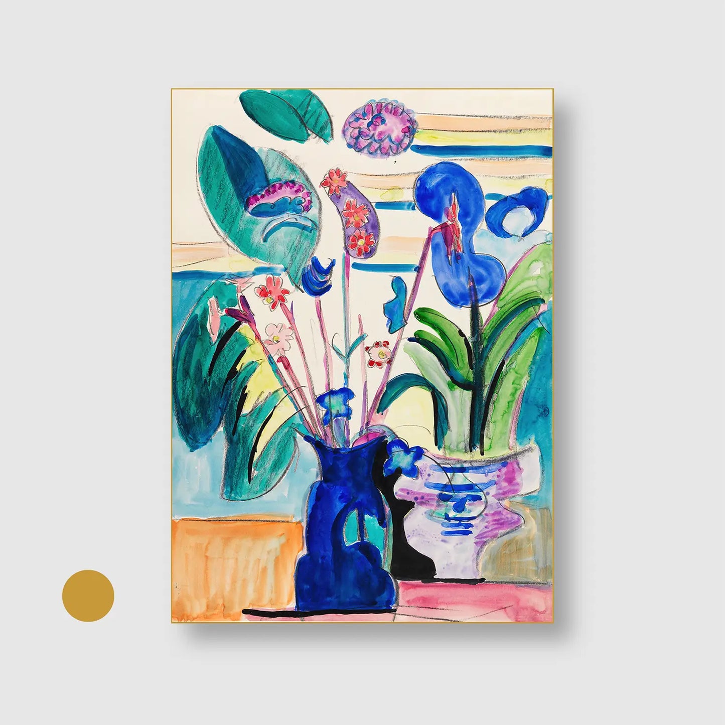 Still Life with Calla Lily (1935) with Gold Frame - Playful Abstract Wall Art
