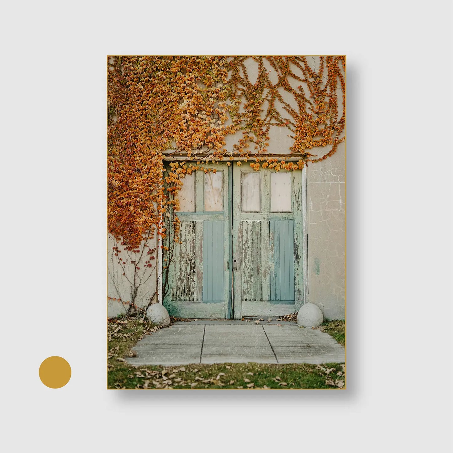 Autumn’s Threshold with Gold Frame - Minimal Urban Wall Art