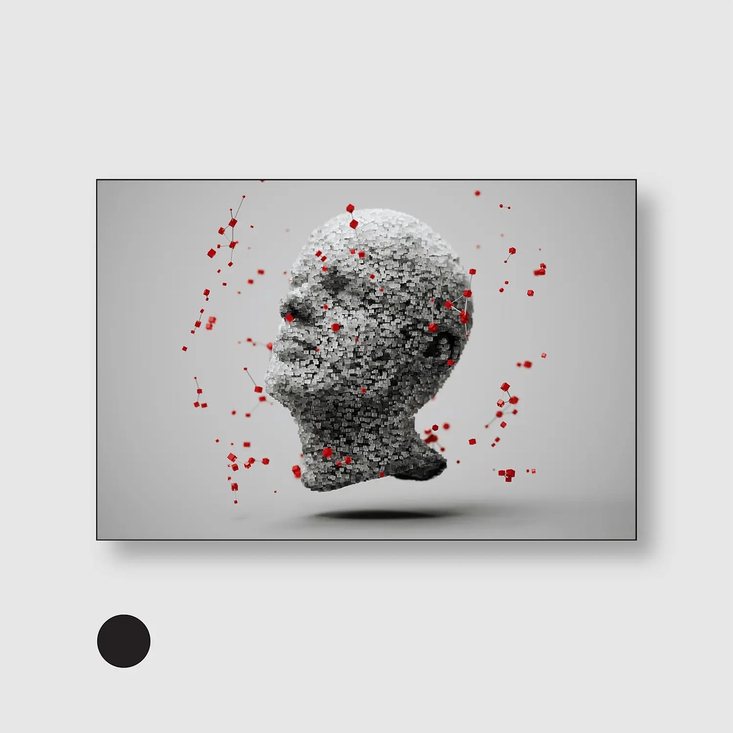 Fragmented Mind (Graphic Only) with Black Frame - Futuristic Abstract Wall Art
