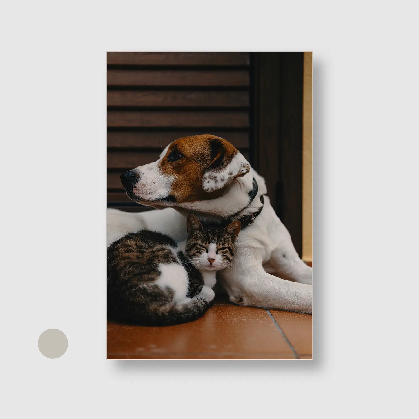 Companions at Rest with Silver Frame - Cozy Animals Wall Art