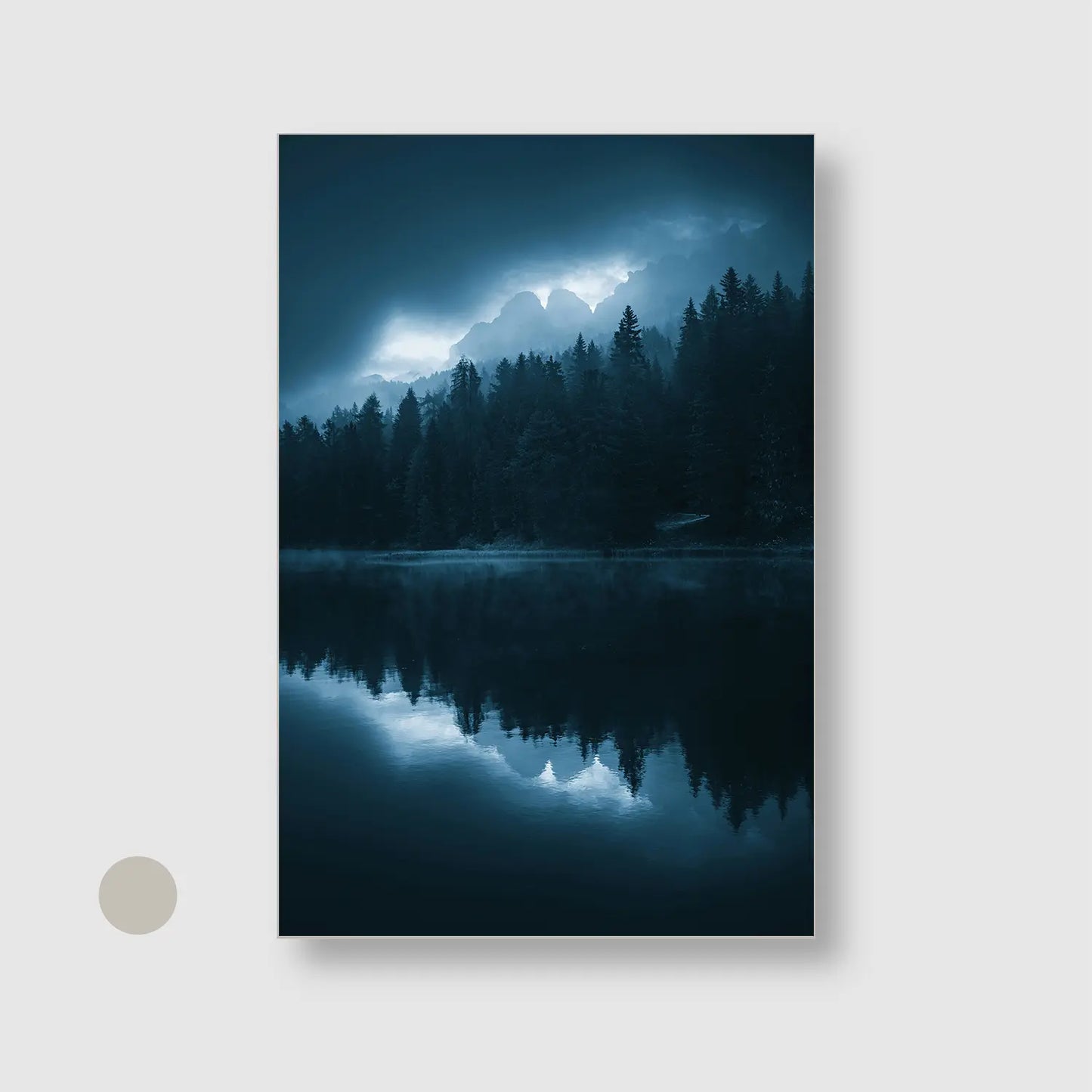Midnight Mirror (Graphic Only) with Silver Frame - Dramatic Nature Wall Art
