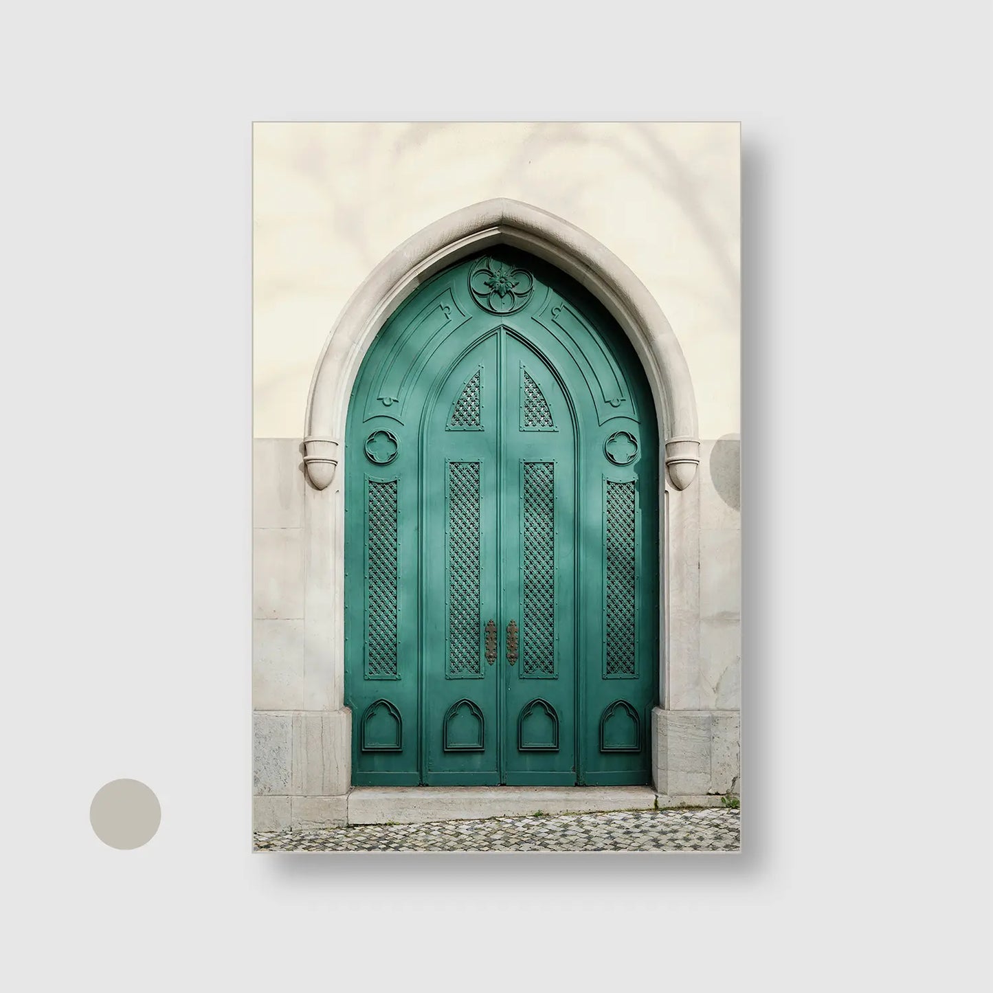 Emerald Entrance with Silver Frame - Minimal Urban Wall Art