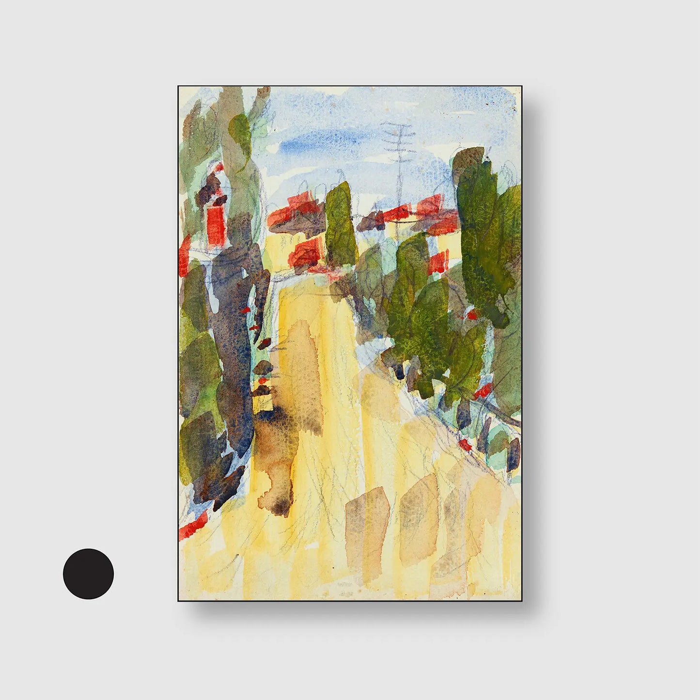 Street in Ticino (Lakeside Street) (1930) (Graphic Only) with Black Frame - Serene Abstract Wall Art
