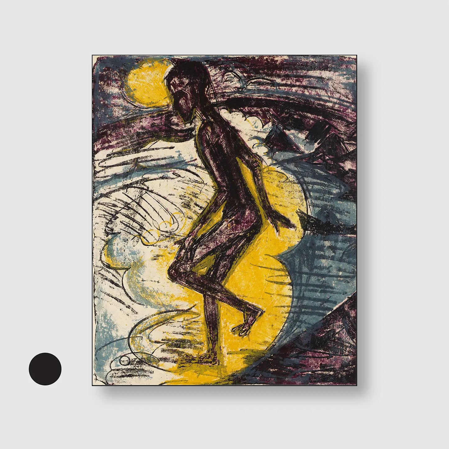 Man Walking into the Sea (Hans Gewecke) (1913) (Graphic Only) with Black Frame - Dramatic People Wall Art
