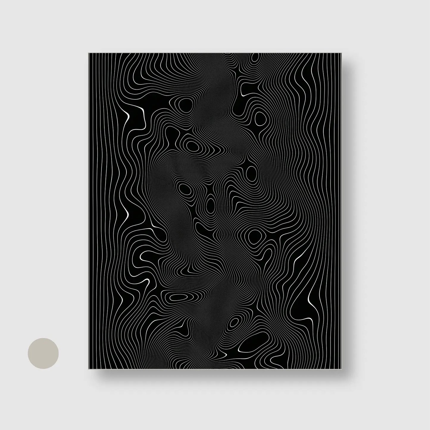 Midnight Contours (Graphic Only) with Silver Frame - Minimal Abstract Wall Art