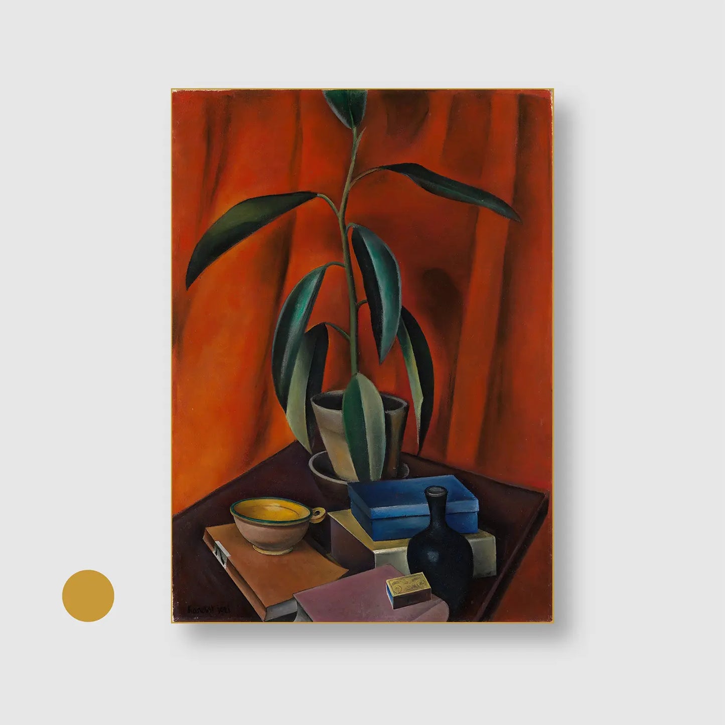 Still life with rubber tree (1921) with Gold Frame - Minimal Abstract Wall Art