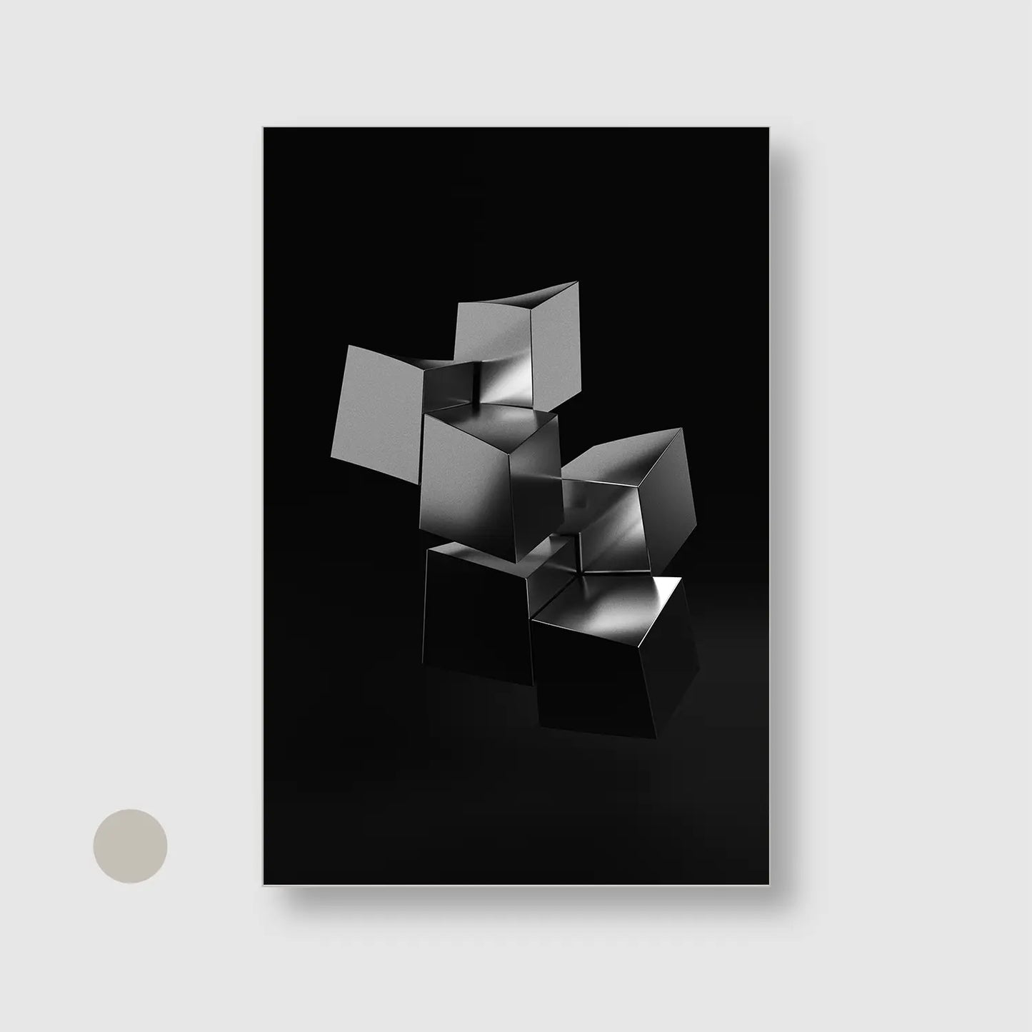 Metallic Cubes (Graphic Only) with Silver Frame - Minimal Abstract Wall Art