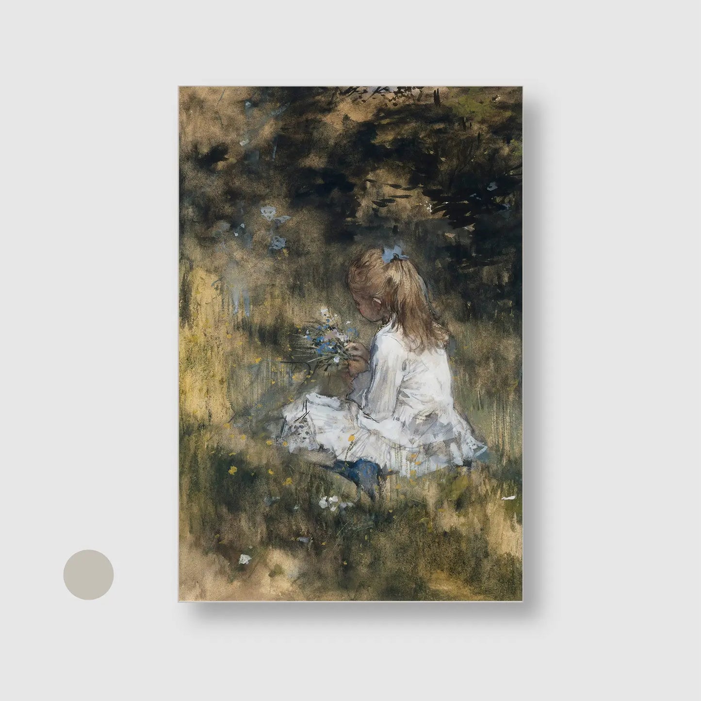 Little Gatherer (Graphic Only) with Silver Frame - Serene People Wall Art