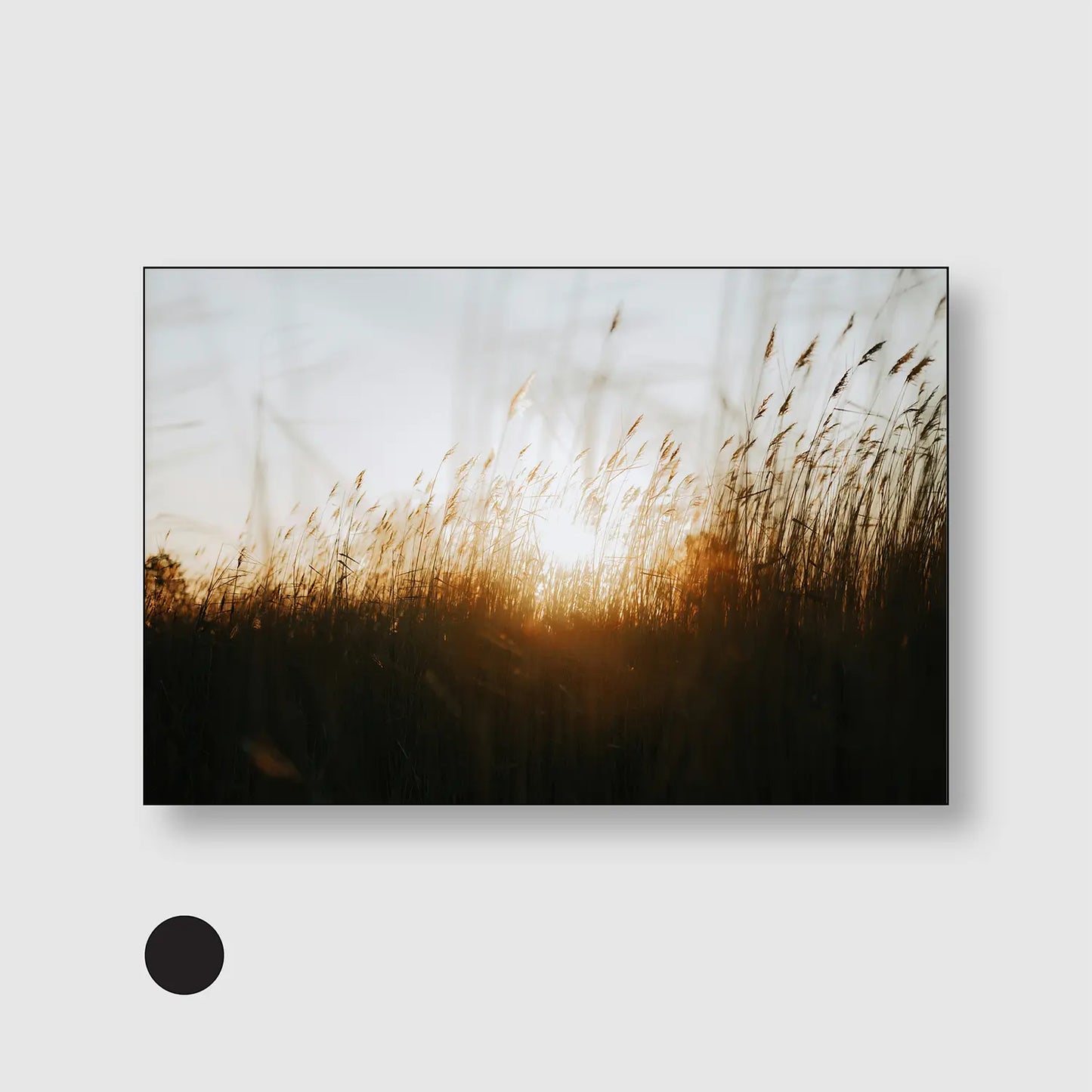 Grasses at Sunset (Graphic Only) with Black Frame - Cozy Nature Wall Art