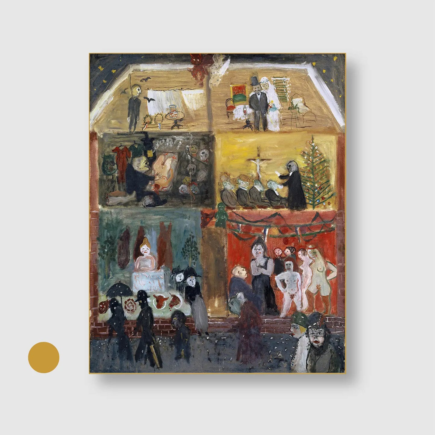 Cross Section of a House (1931) (Graphic Only) with Gold Frame - Intimate Abstract Wall Art