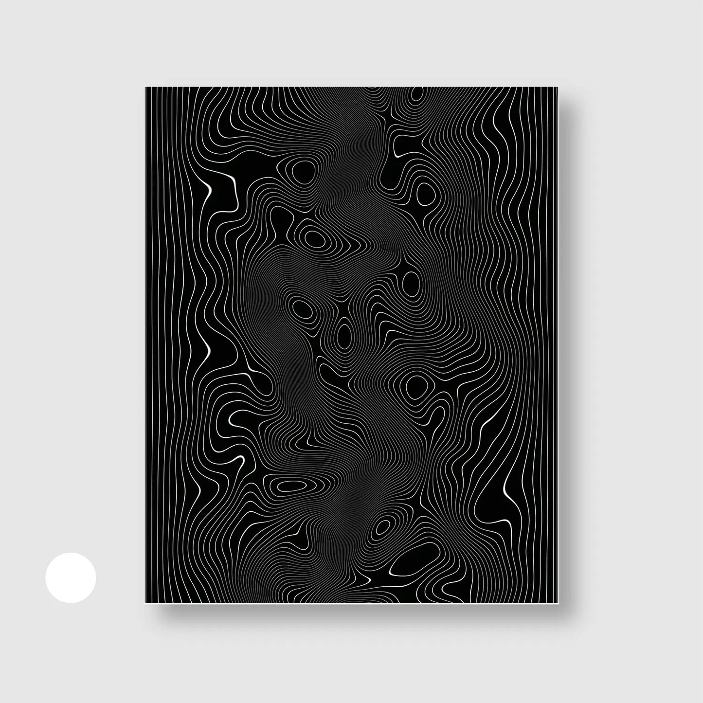 Midnight Contours (Graphic Only) with White Frame - Minimal Abstract Wall Art
