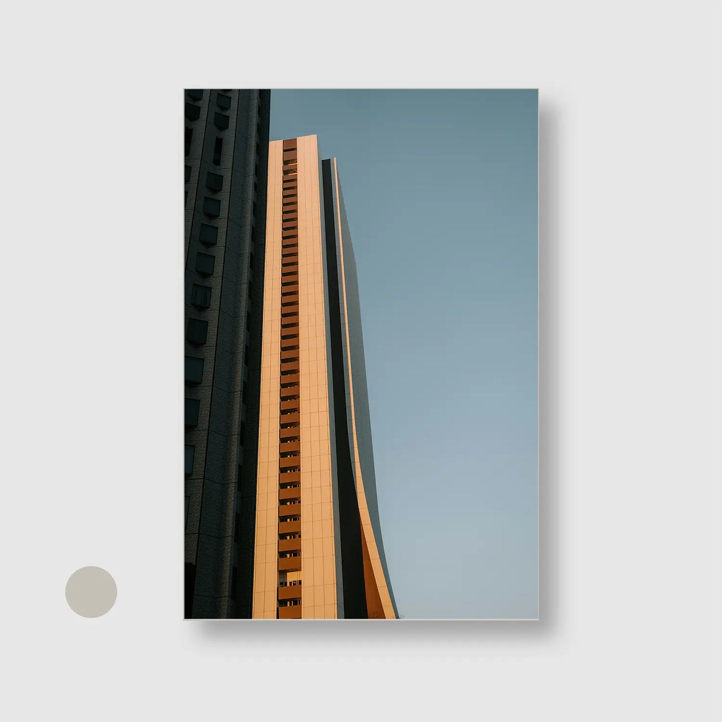 Golden Facade (Graphic Only) with Silver Frame - Dramatic Urban Wall Art