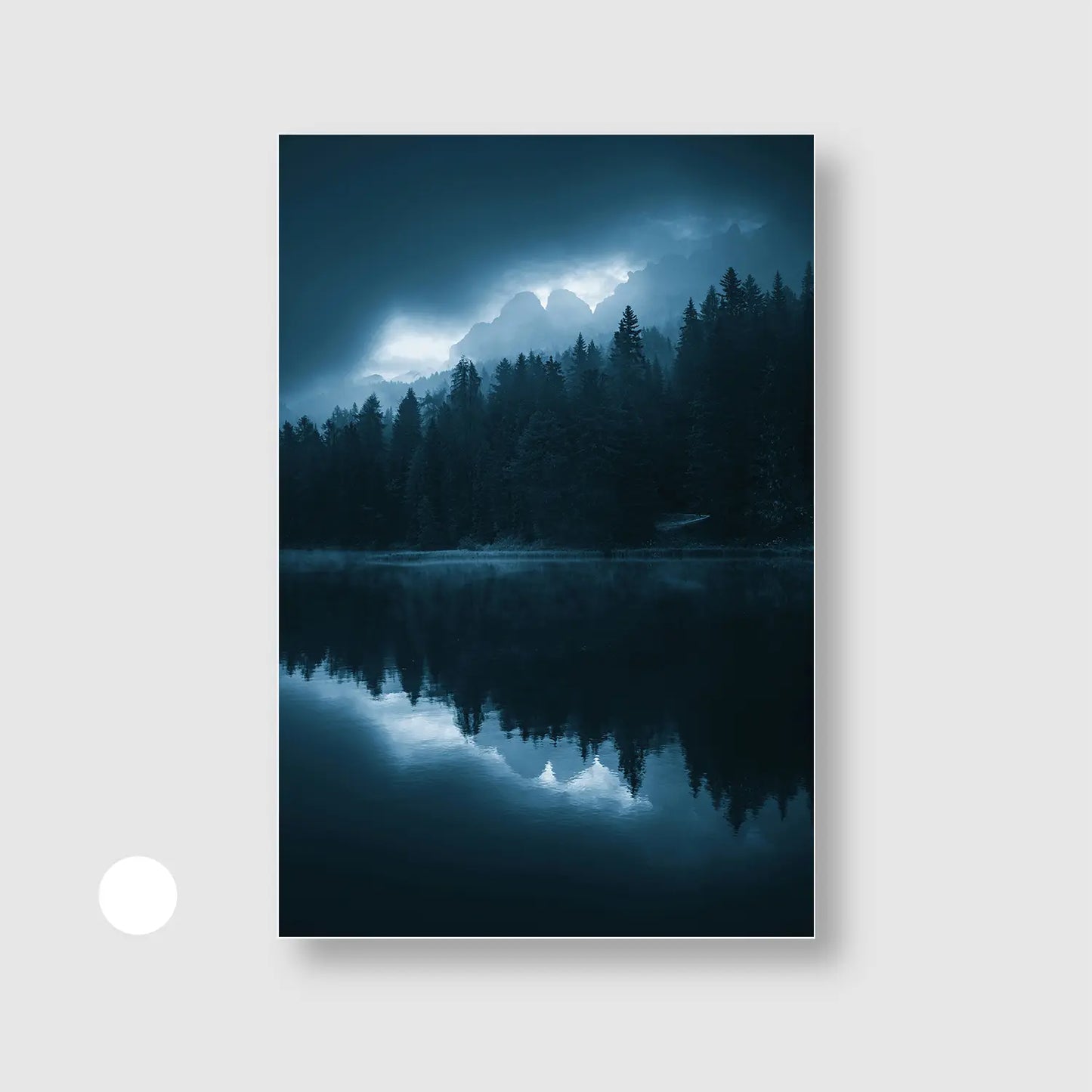 Midnight Mirror (Graphic Only) with White Frame - Dramatic Nature Wall Art