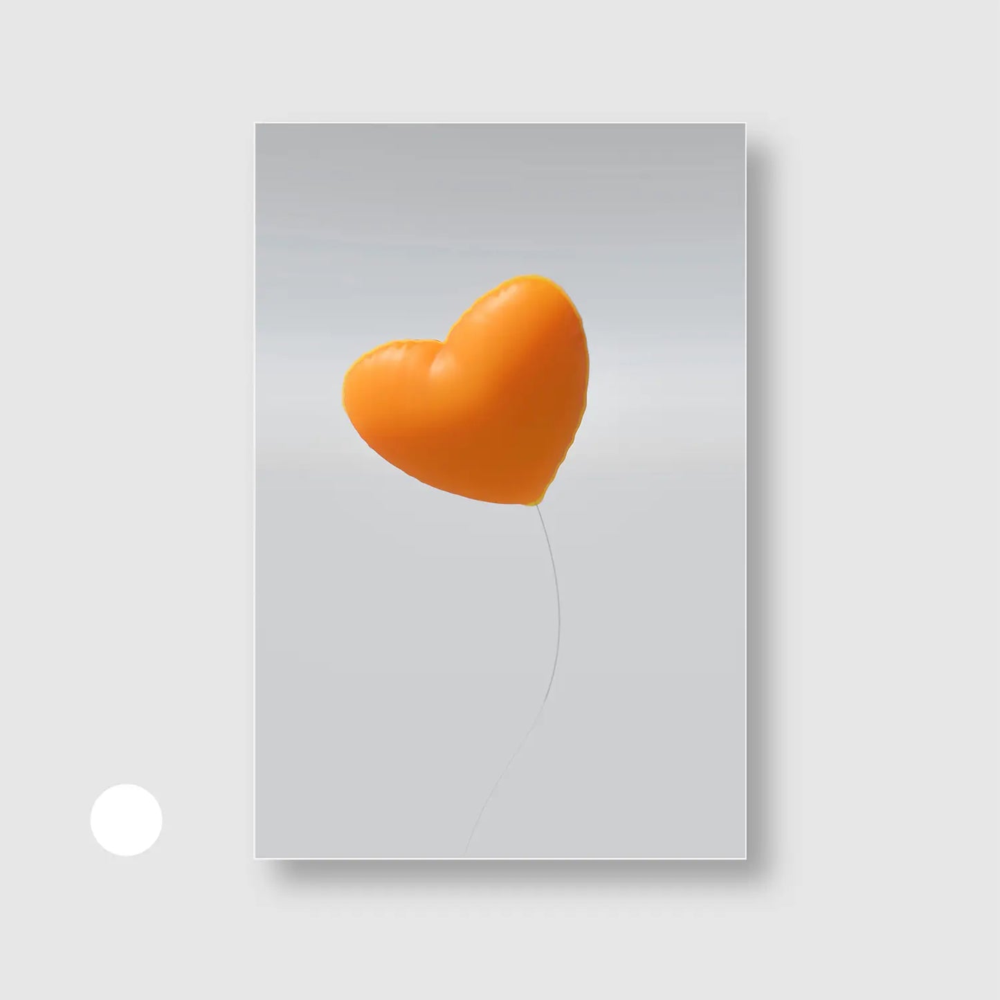 Orange heart balloon (Graphic Only) with White Frame - Playful Abstract Wall Art