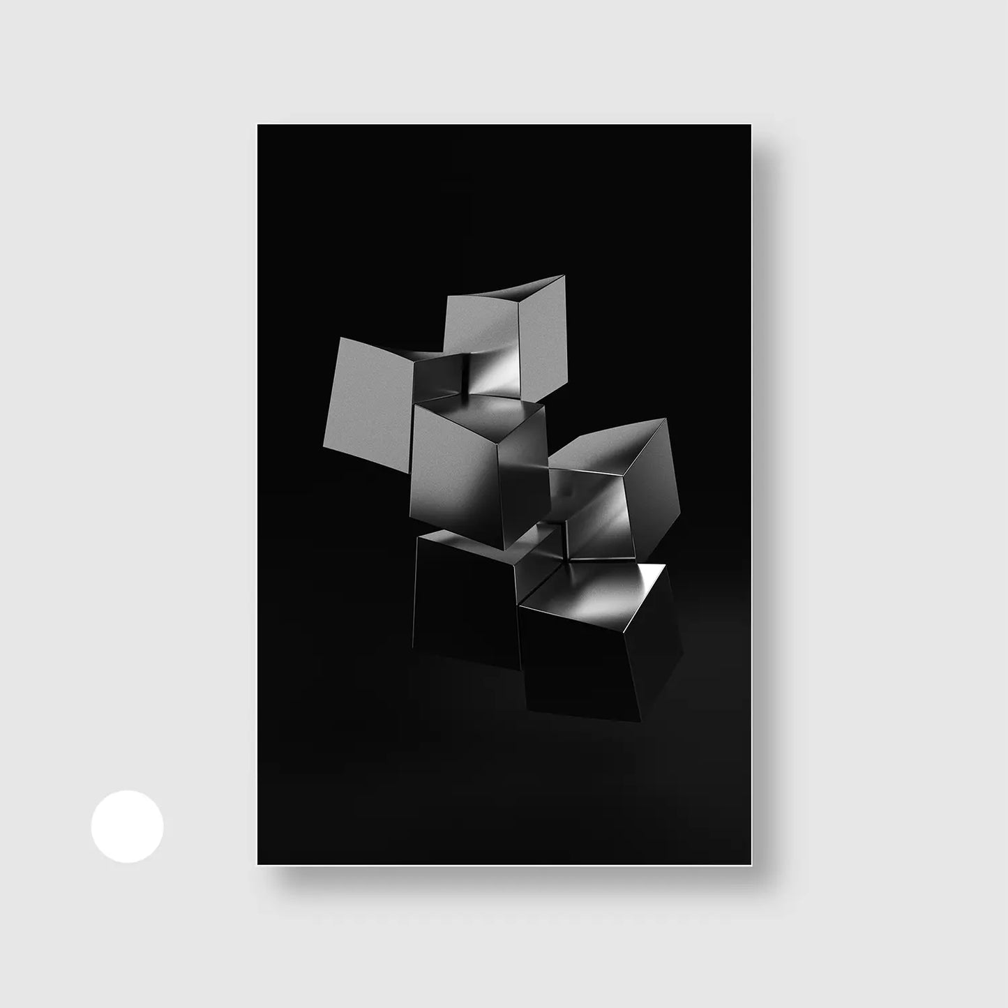 Metallic Cubes (Graphic Only) with White Frame - Minimal Abstract Wall Art