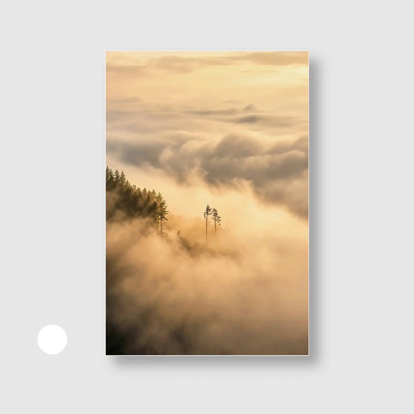 Misty Clouds (Graphic Only) with White Frame - Serene Nature Wall Art