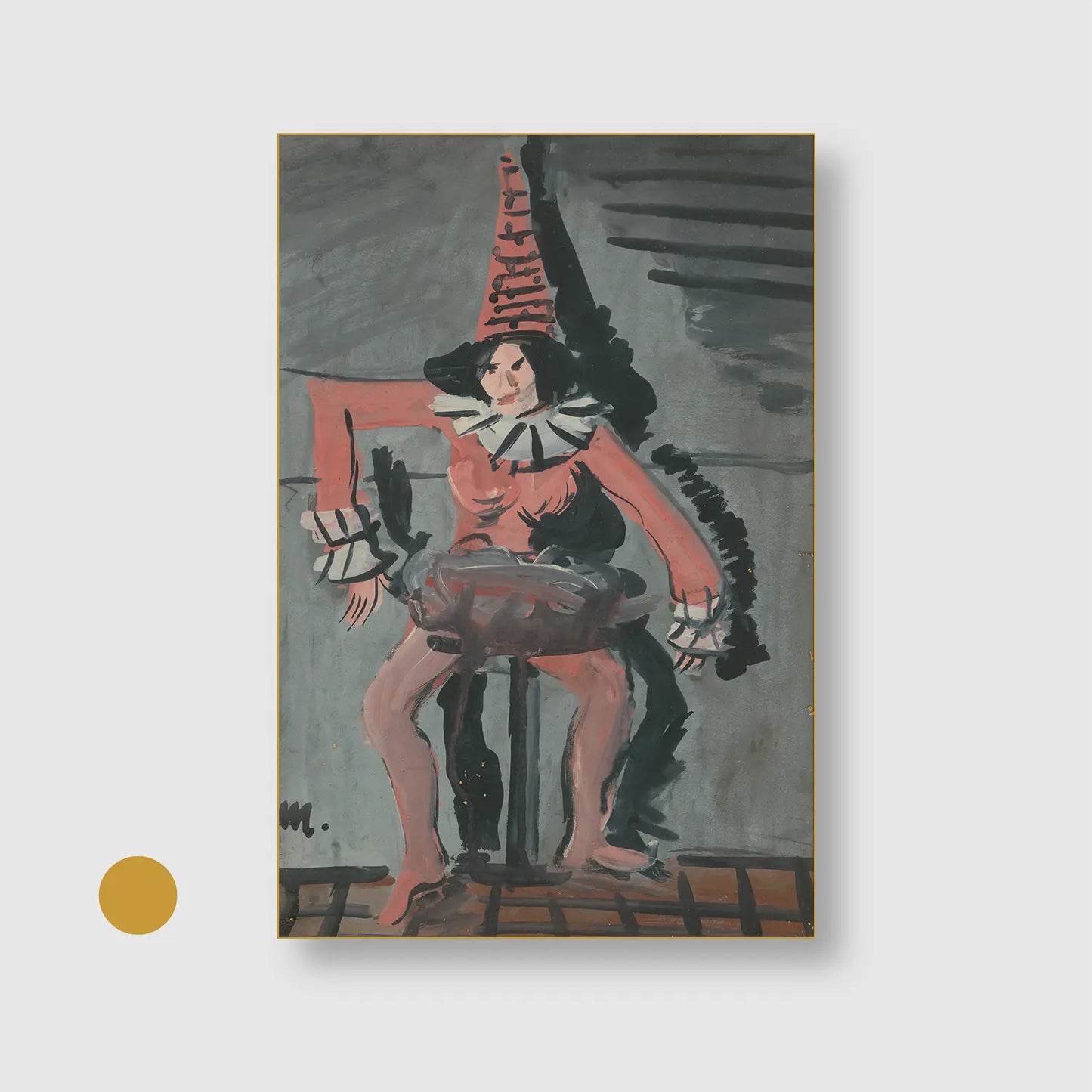 Pierot (1836) (Graphic Only) with Gold Frame - Playful Abstract Wall Art