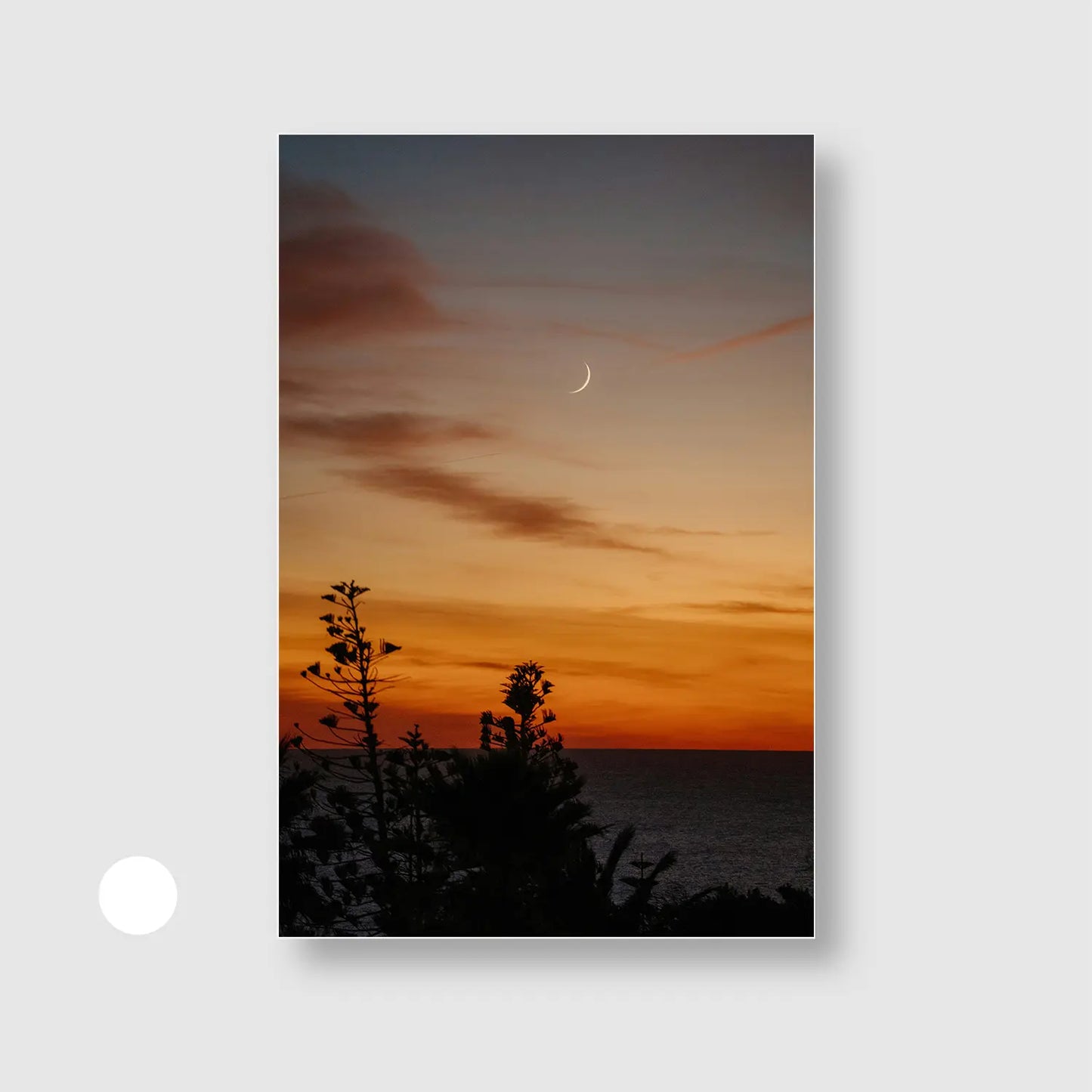 Twilight Crescent (Graphic Only) with White Frame - Cozy Nature Wall Art