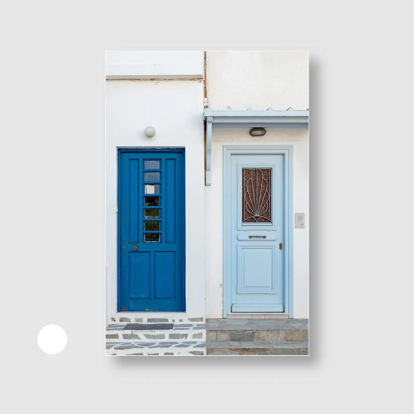 Twin Blues (Graphic Only) with White Frame - Minimal Urban Wall Art