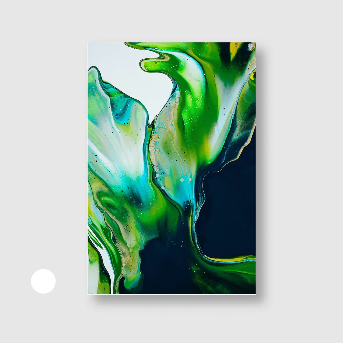 Emerald Flow (Graphic Only) with White Frame - Futuristic Abstract Wall Art