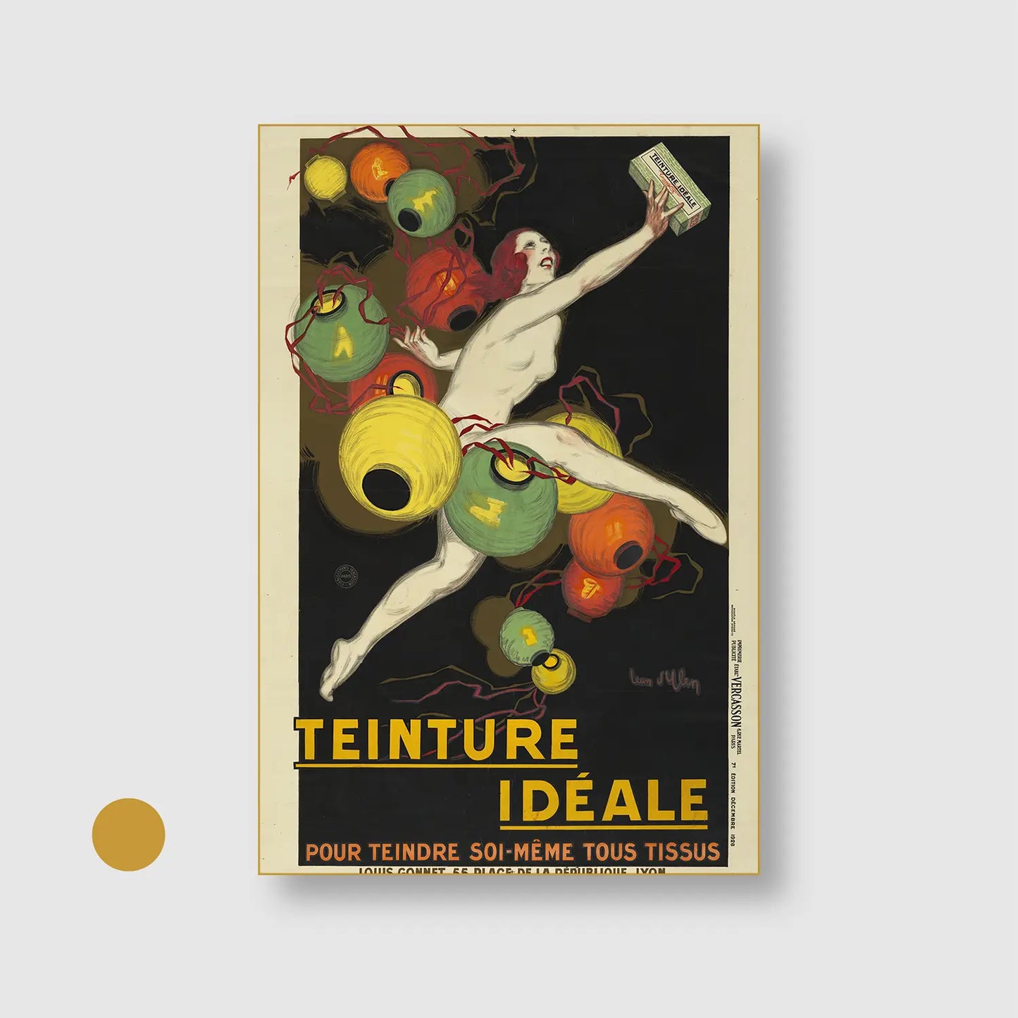 Ideal Dye (1928) (Graphic Only) with Gold Frame - Dramatic Illustration Wall Art
