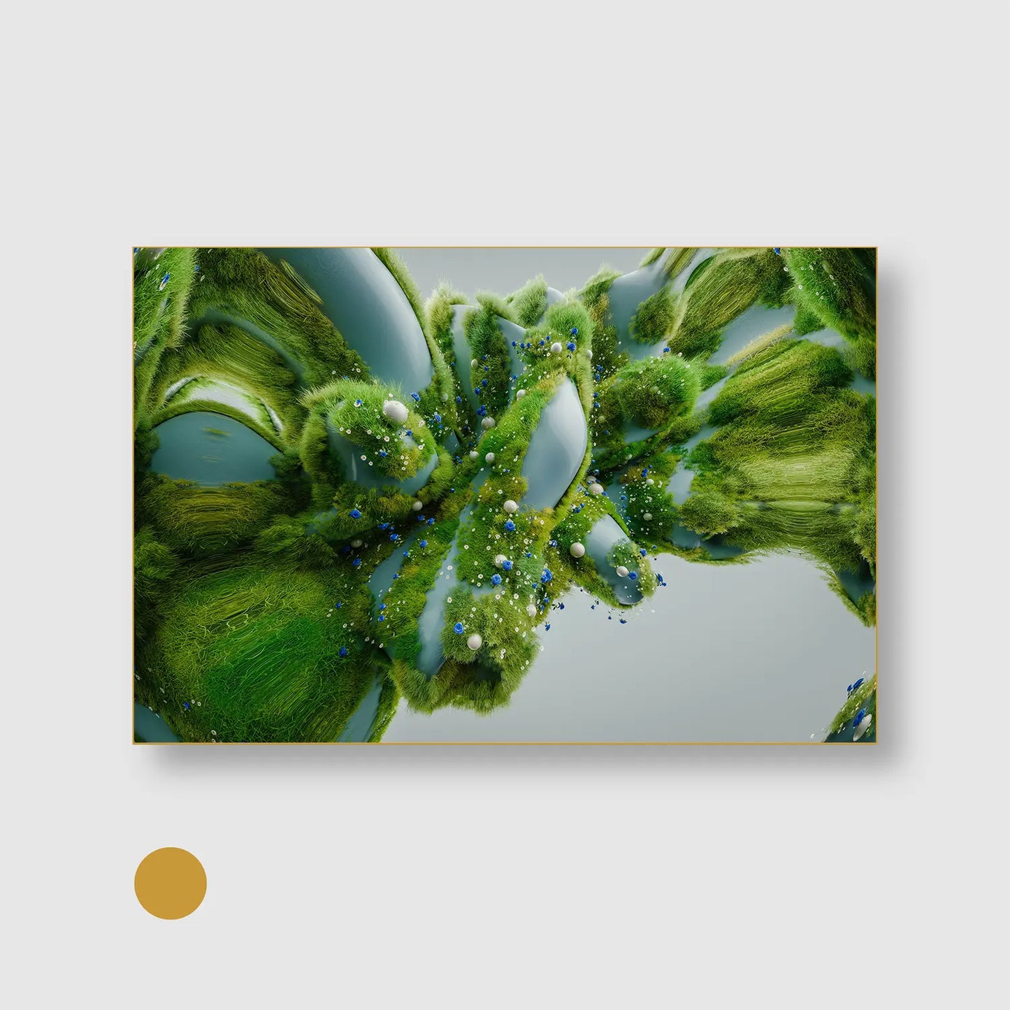 Botanical Fusion (Graphic Only) with Gold Frame - Futuristic Abstract Wall Art