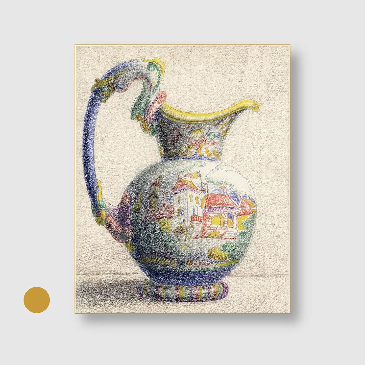 Vase with Gold Frame - Playful Still life Wall Art