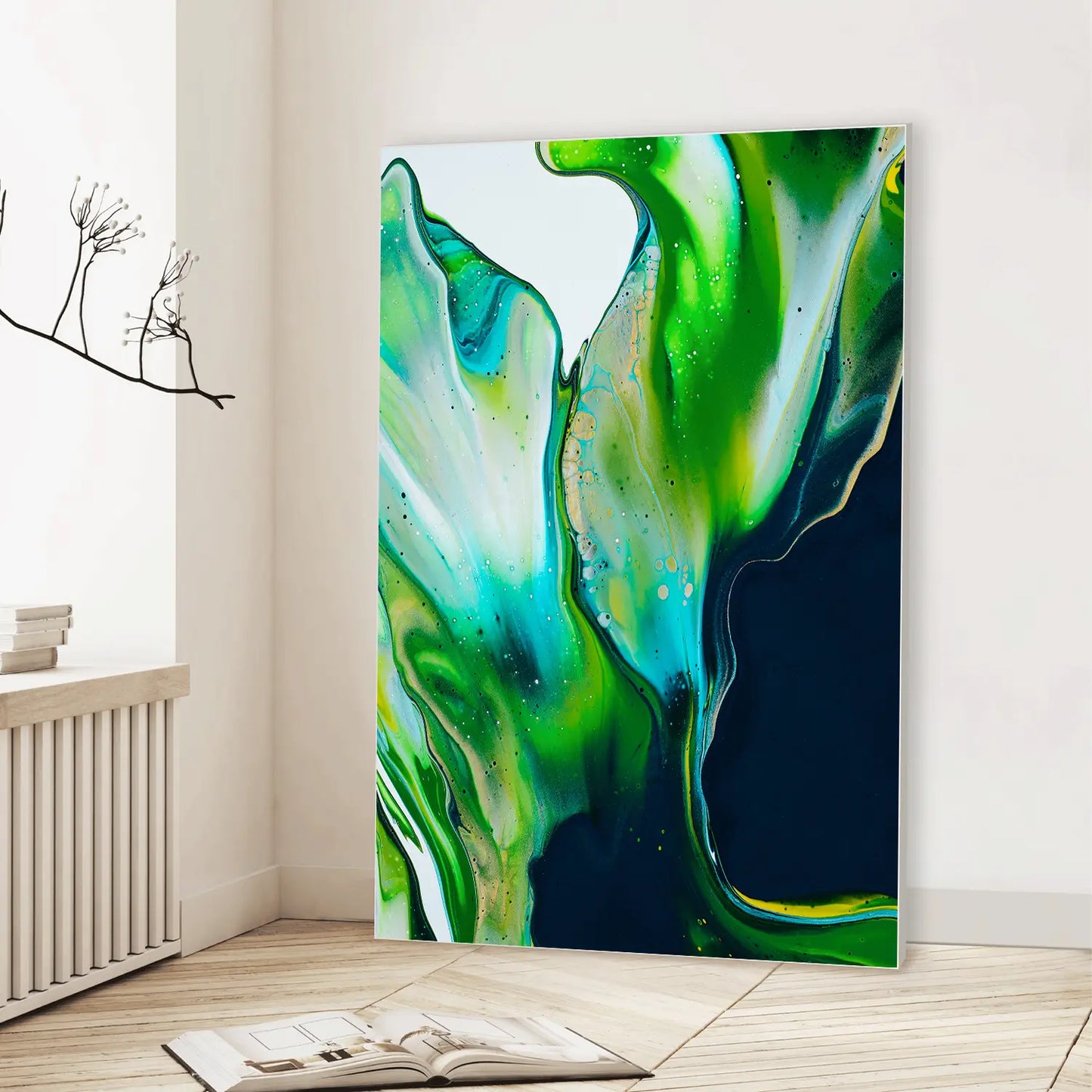 Emerald Flow (Graphic Only) Lifestyle View - Futuristic Abstract Wall Art