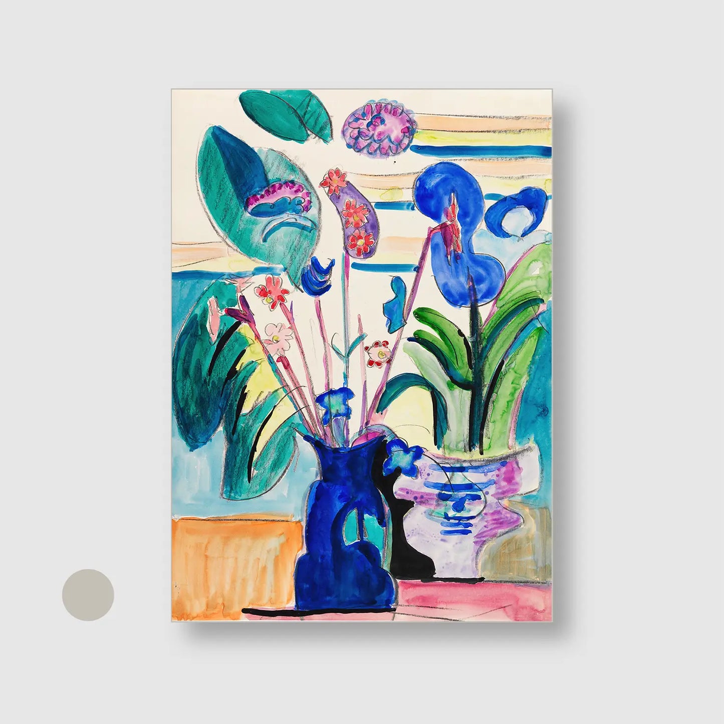 Still Life with Calla Lily (1935) with Silver Frame - Playful Abstract Wall Art