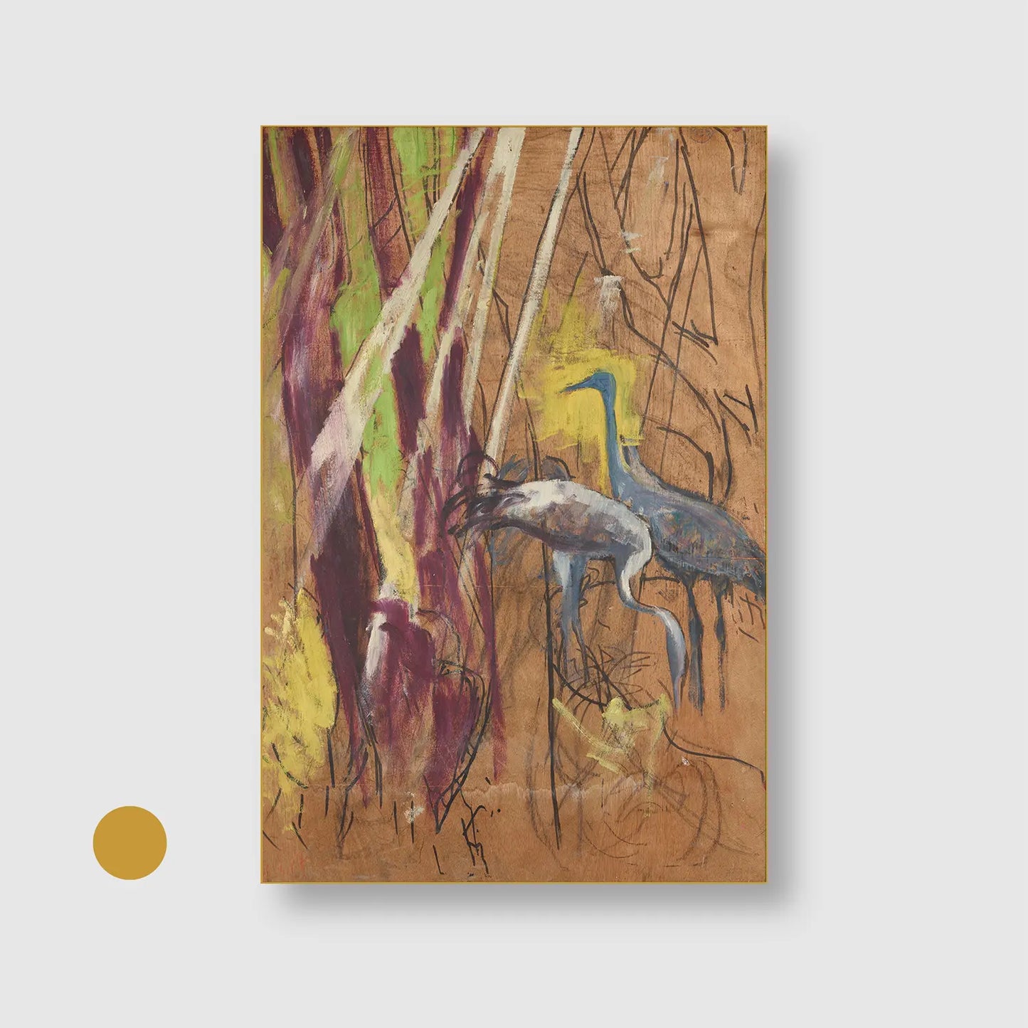 Heron (1923) (Graphic Only) with Gold Frame - Cozy Abstract Wall Art