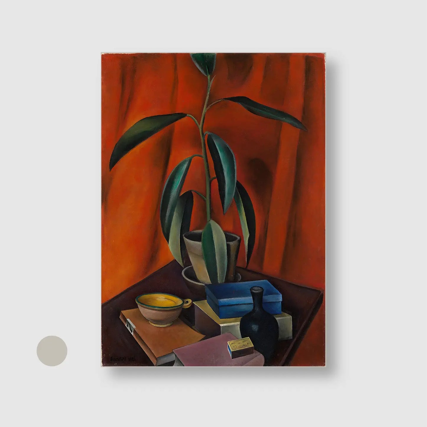 Still life with rubber tree (1921) with Silver Frame - Minimal Abstract Wall Art