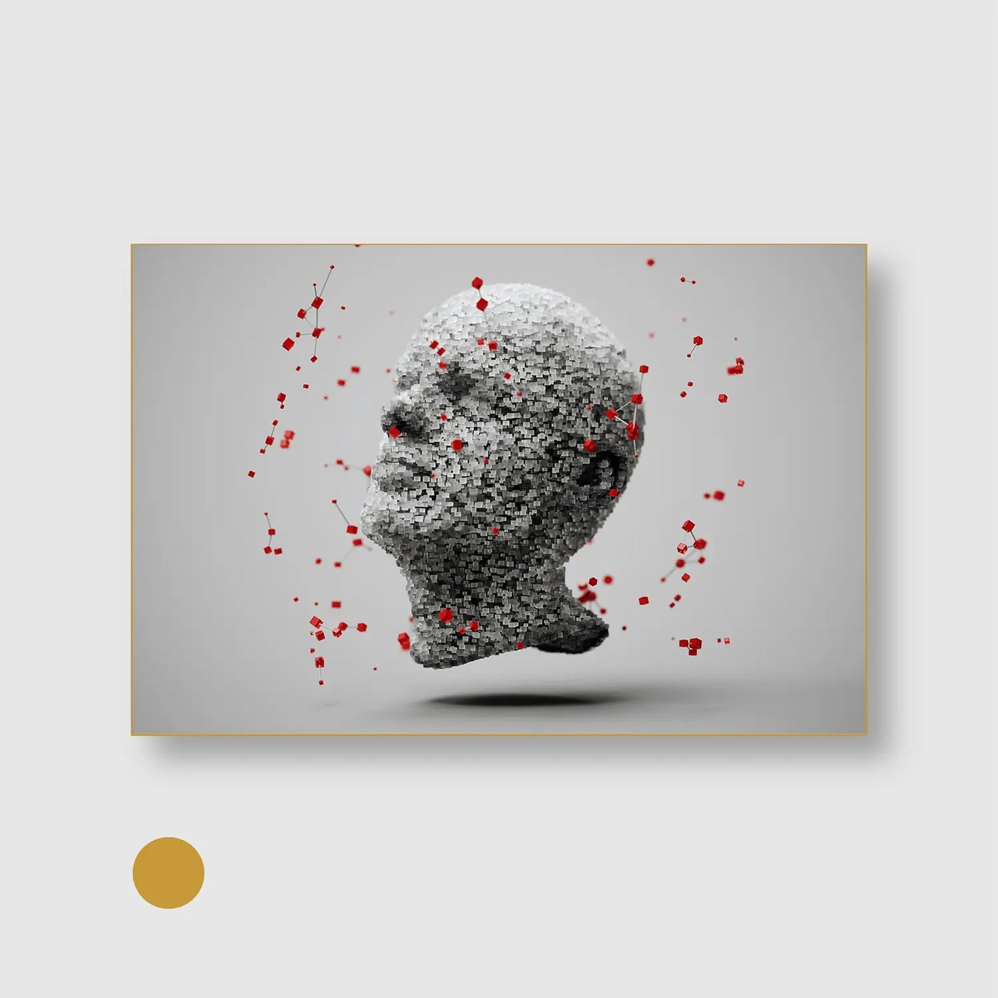 Fragmented Mind (Graphic Only) with Gold Frame - Futuristic Abstract Wall Art