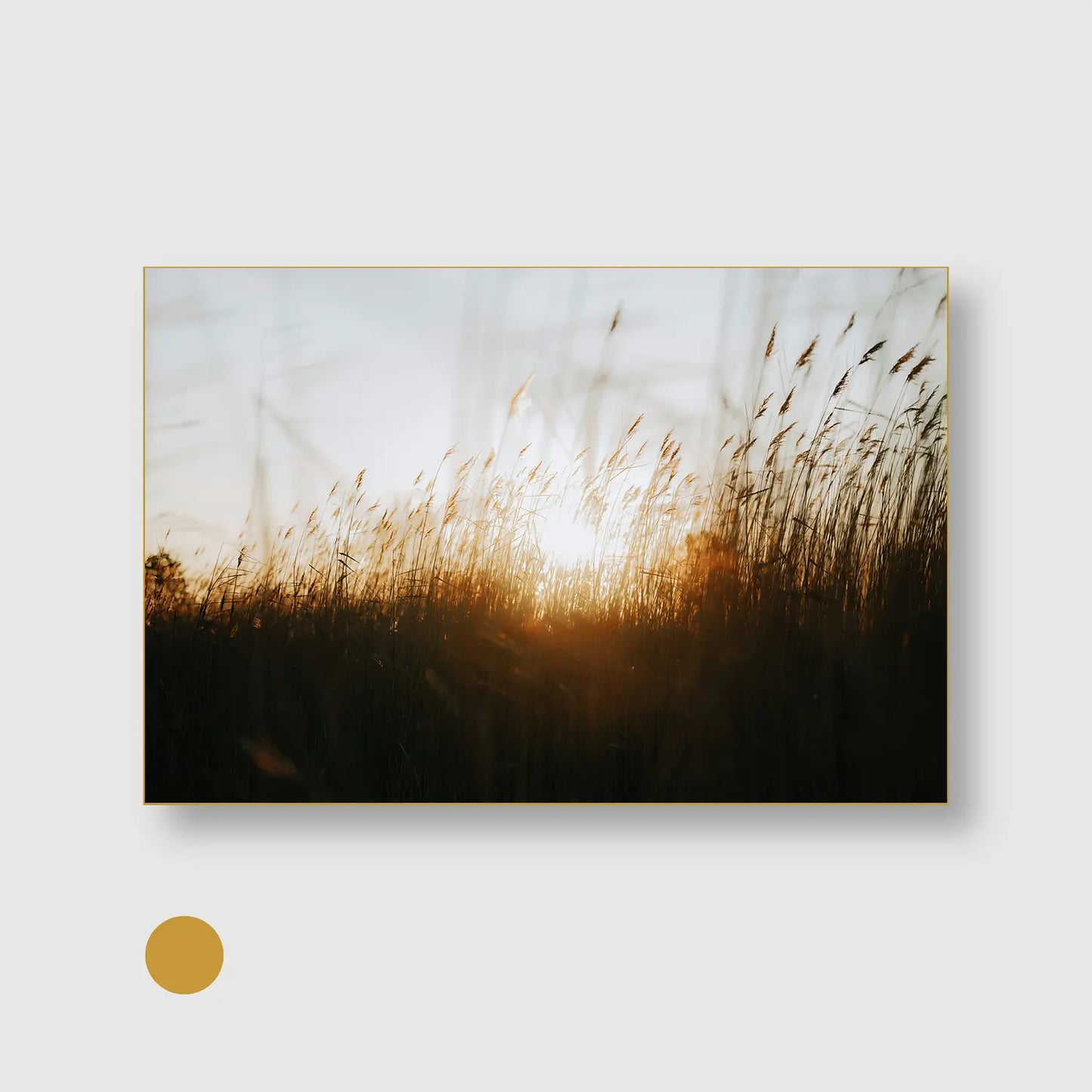 Grasses at Sunset (Graphic Only) with Gold Frame - Cozy Nature Wall Art
