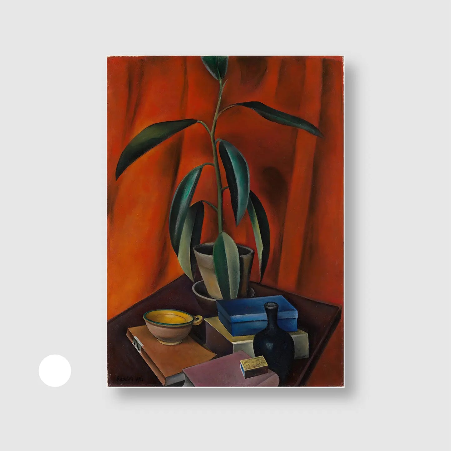 Still life with rubber tree (1921) (Graphic Only) with White Frame - Minimal Abstract Wall Art