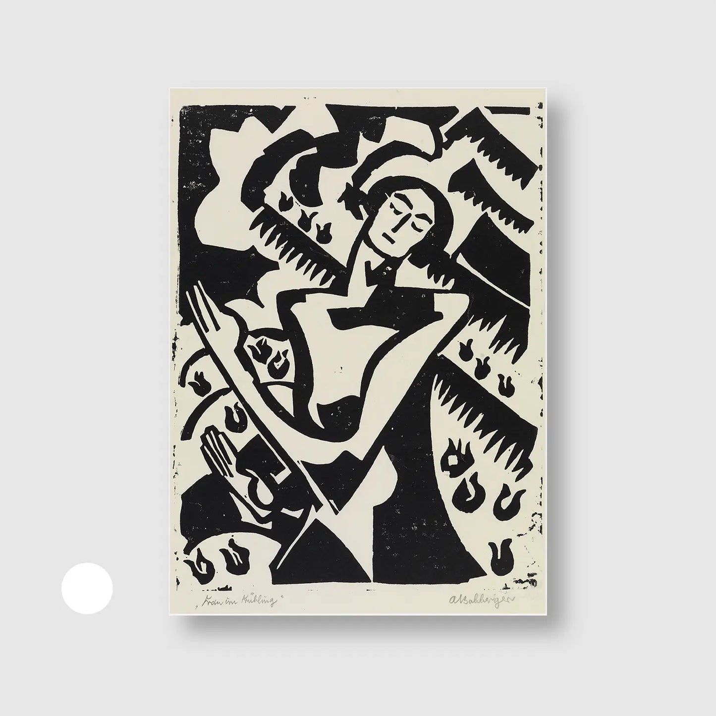 Woman in spring (Graphic Only) with White Frame - Dramatic People Wall Art