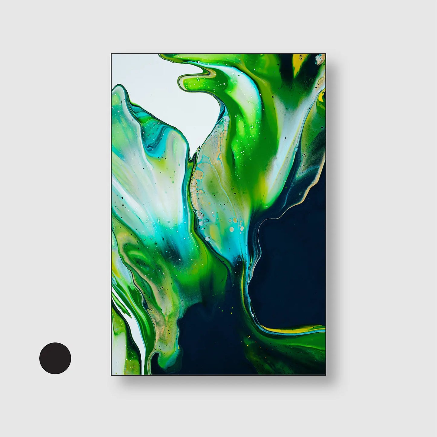 Emerald Flow (Graphic Only) with Black Frame - Futuristic Abstract Wall Art