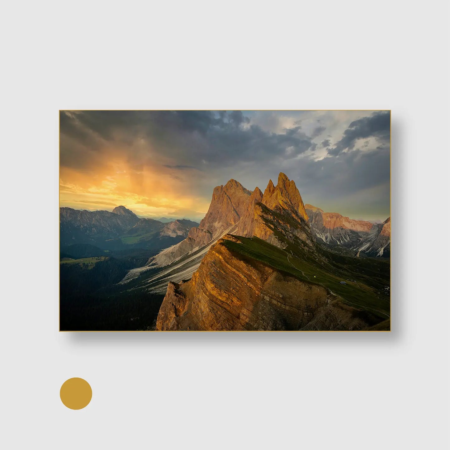 Golden Spires at Dusk (Graphic Only) with Gold Frame - Dramatic Nature Wall Art