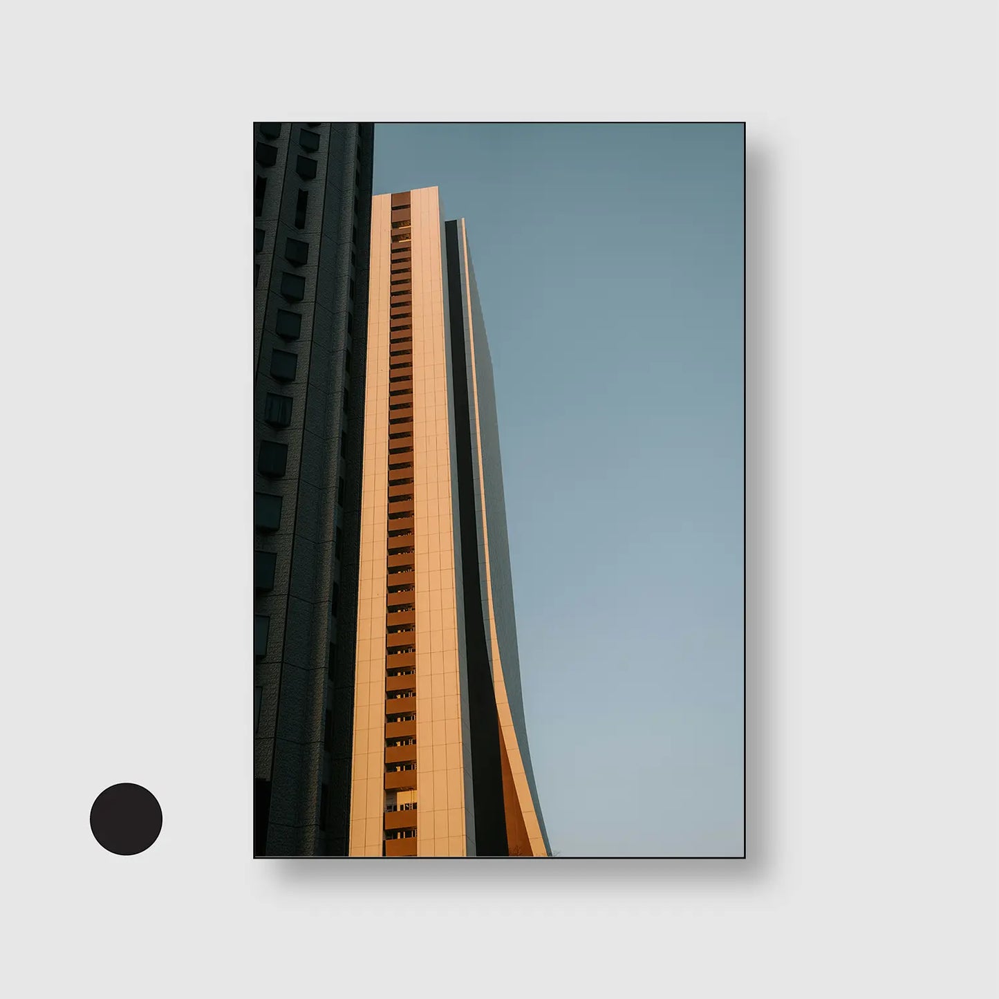 Golden Facade (Graphic Only) with Black Frame - Dramatic Urban Wall Art