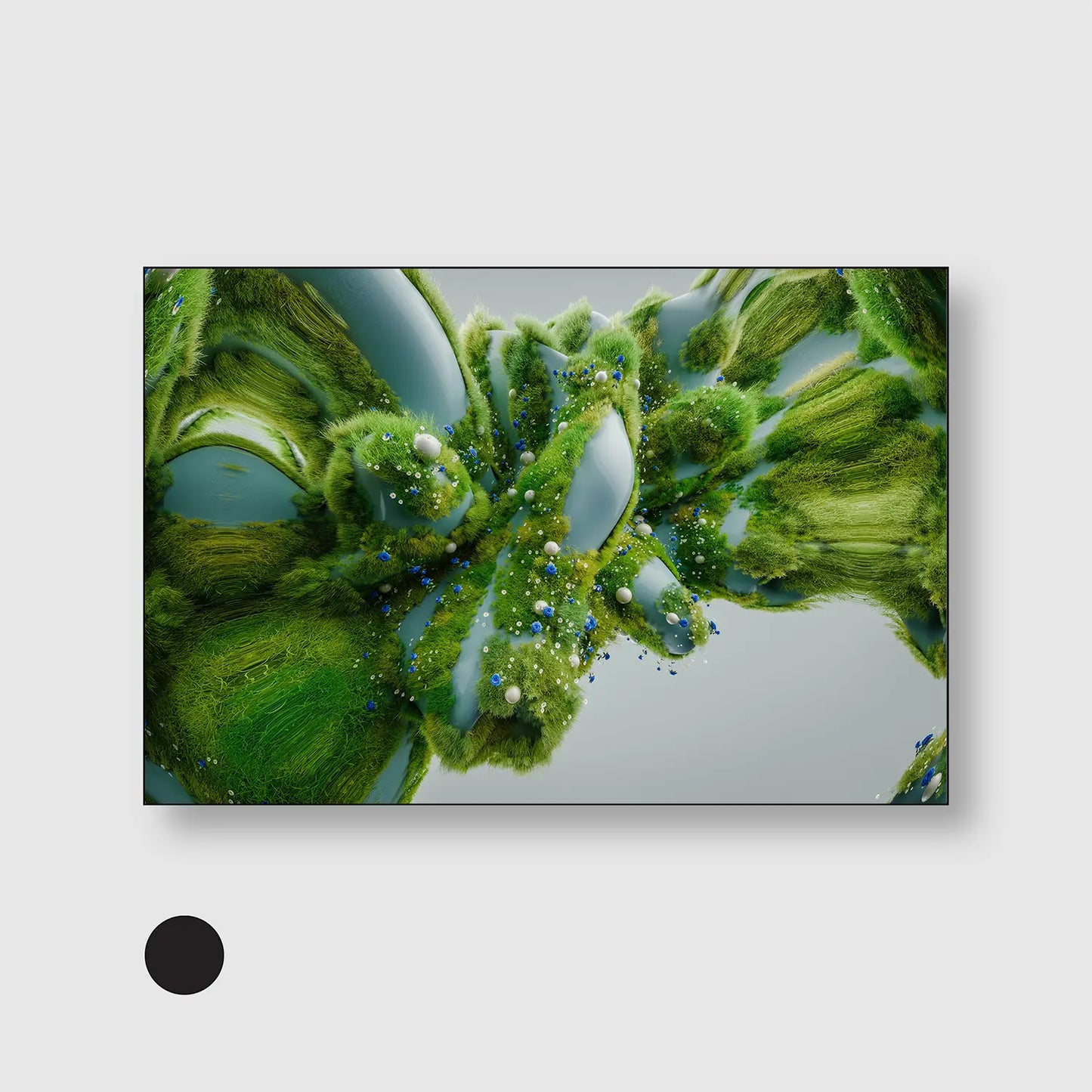 Botanical Fusion (Graphic Only) with Black Frame - Futuristic Abstract Wall Art