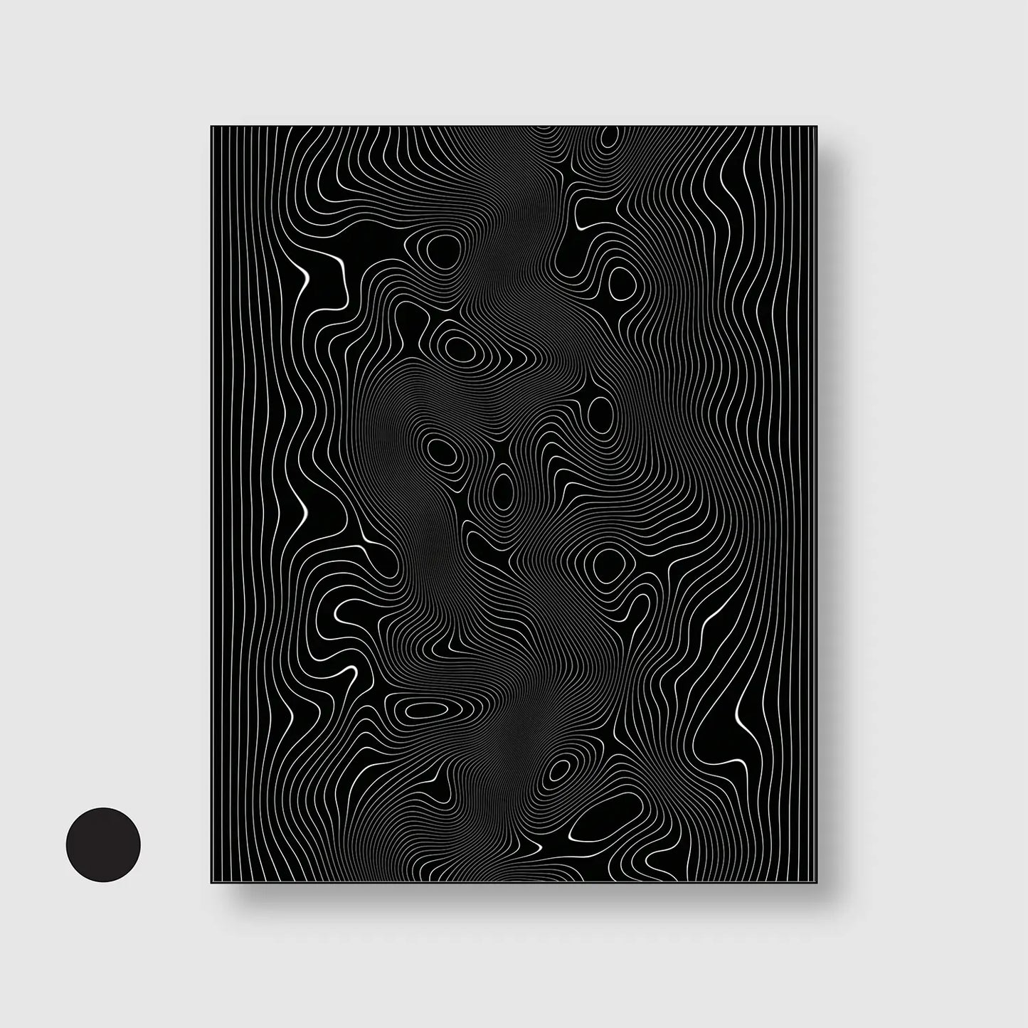 Midnight Contours (Graphic Only) with Black Frame - Minimal Abstract Wall Art