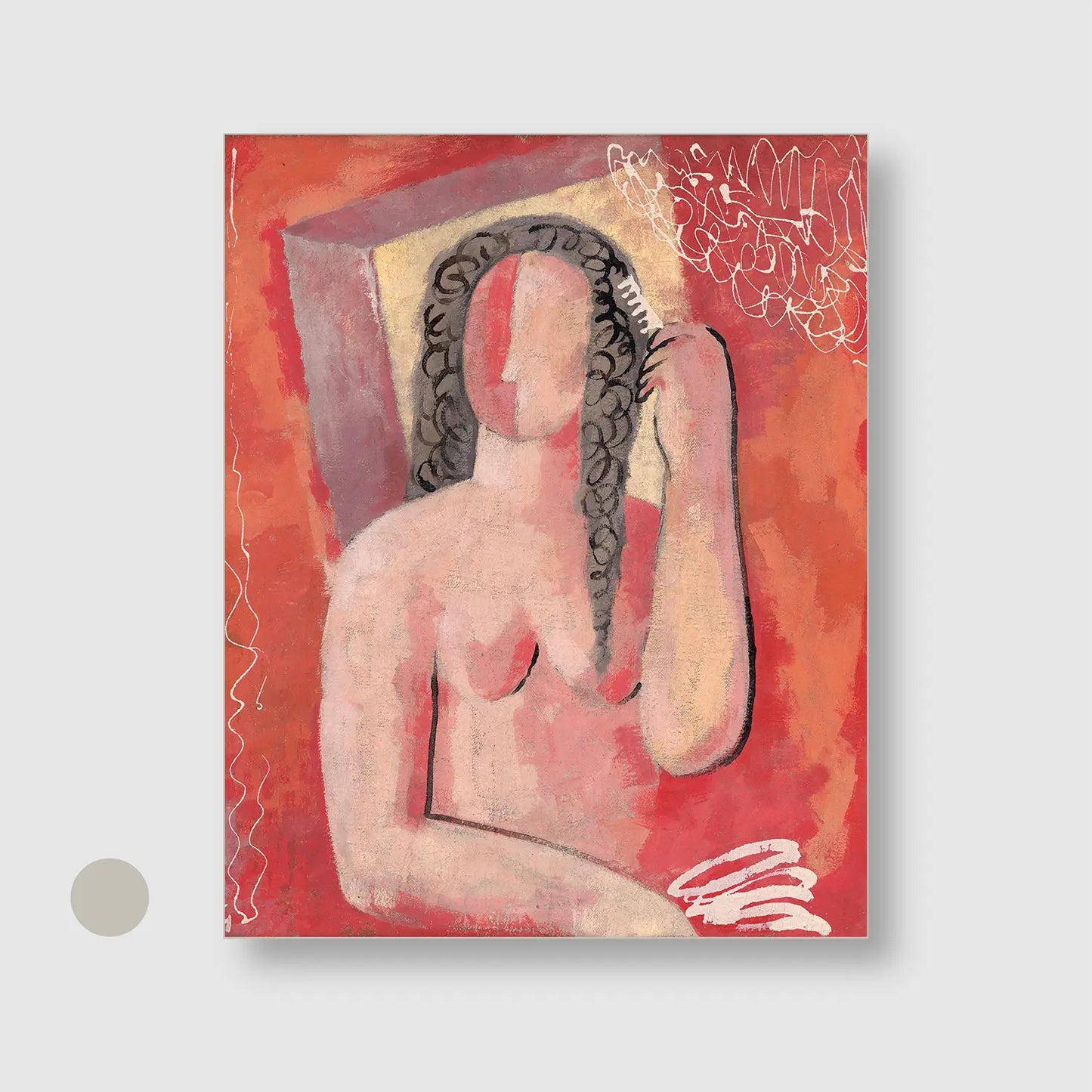 Grooming (Morning) (1931) (Graphic Only) with Silver Frame - Intimate People Wall Art