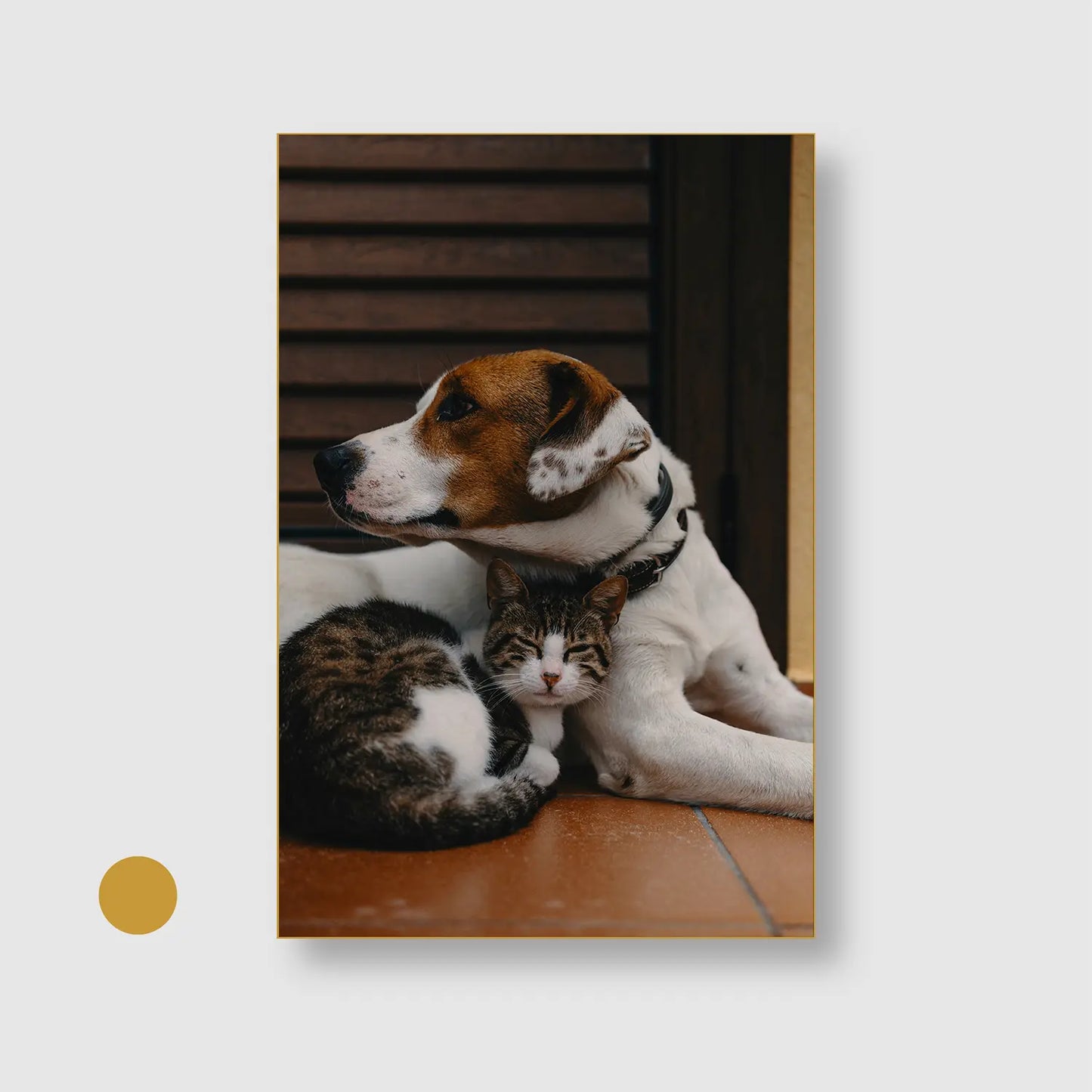 Companions at Rest (Graphic Only) with Gold Frame - Cozy Animals Wall Art