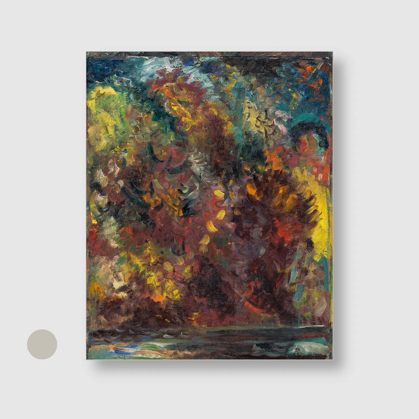 Autumn on a River Bank (1940–1944) (Graphic Only) with Silver Frame - Dramatic Abstract Wall Art