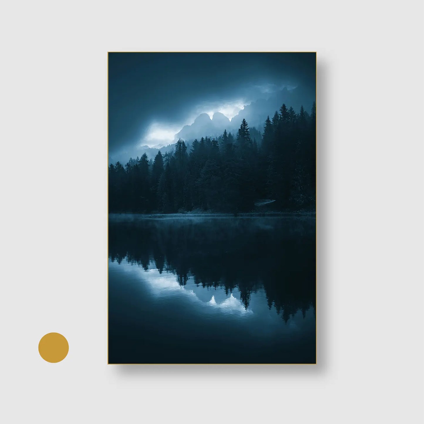 Midnight Mirror (Graphic Only) with Gold Frame - Dramatic Nature Wall Art