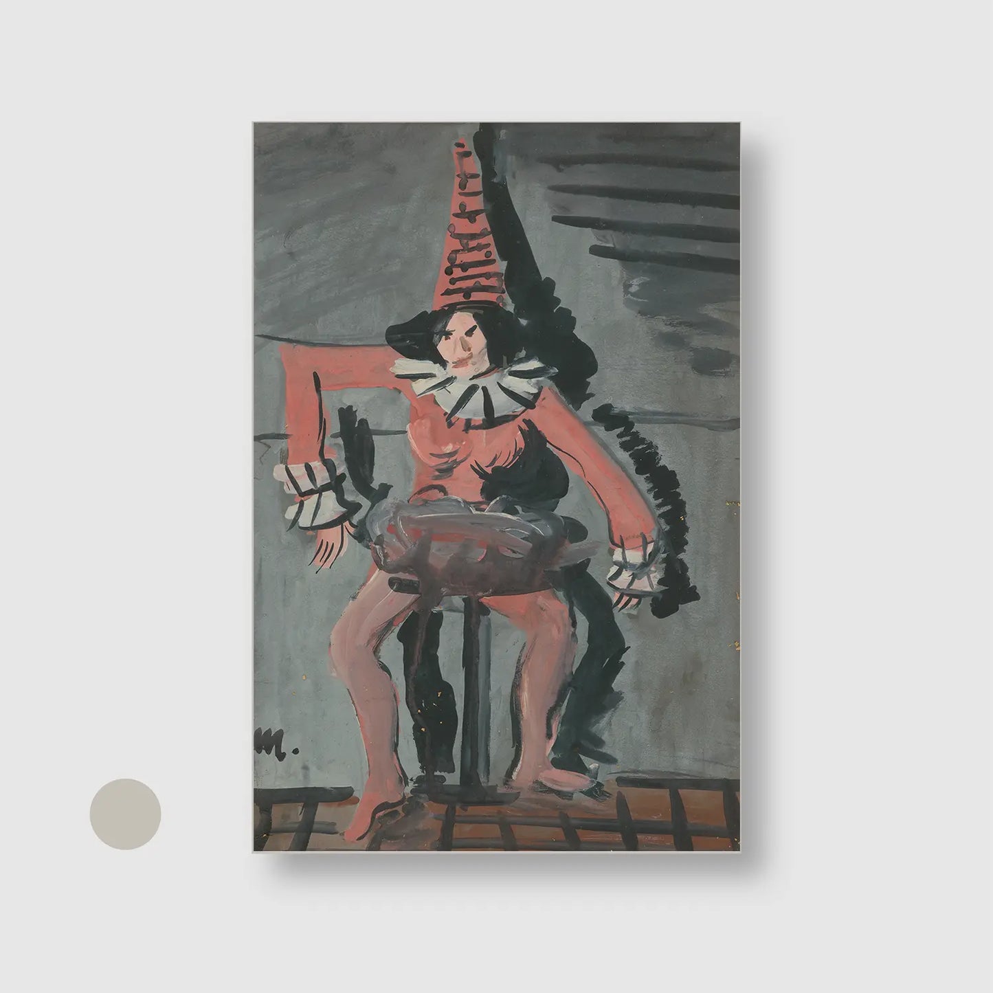 Pierot (1836) (Graphic Only) with Silver Frame - Playful Abstract Wall Art