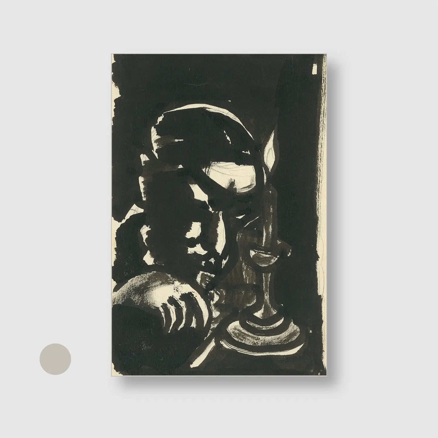 Man by the Candle Constantine (1922–1926) (Graphic Only) with Silver Frame - Dramatic Abstract Wall Art