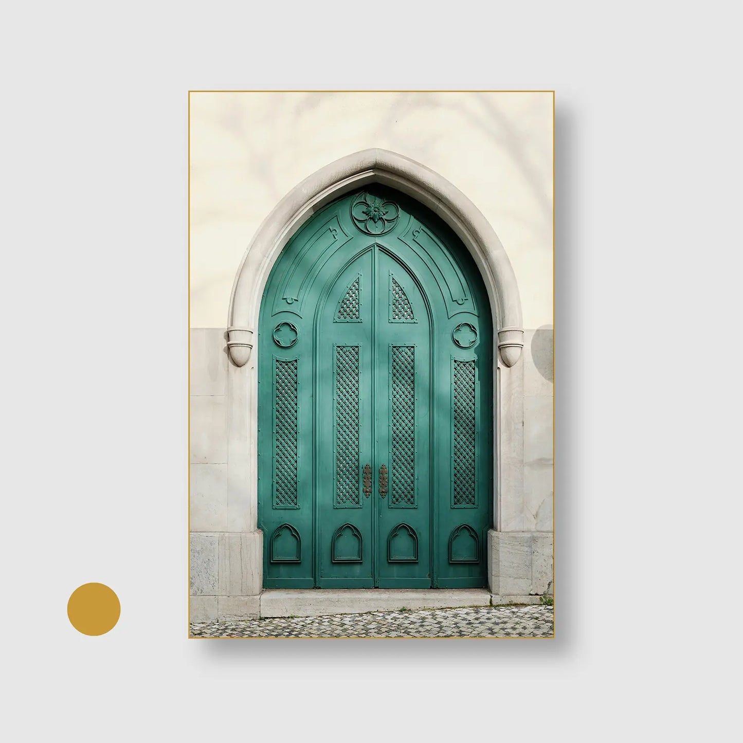 Emerald Entrance (Graphic Only) with Gold Frame - Minimal Urban Wall Art