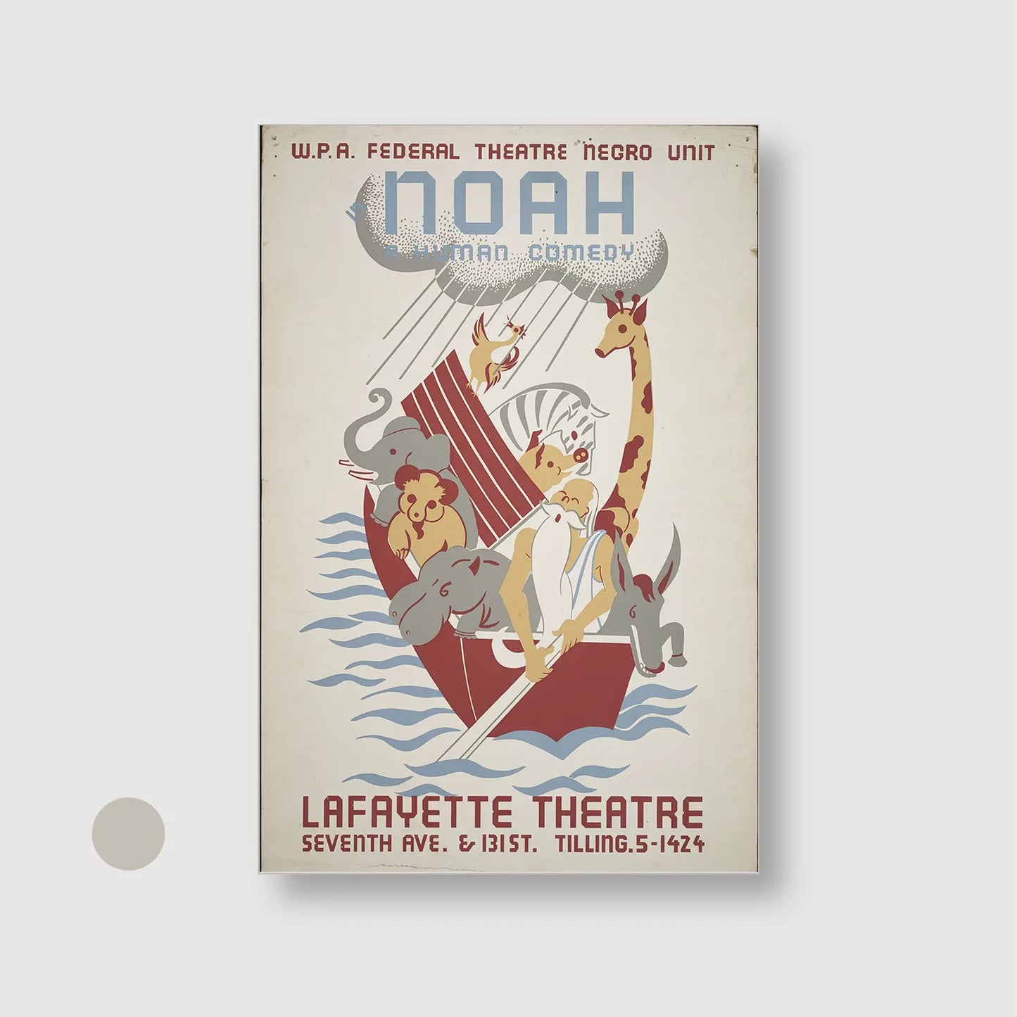 Noah (1934-1943) (Graphic Only) with Silver Frame - Playful Illustration Wall Art