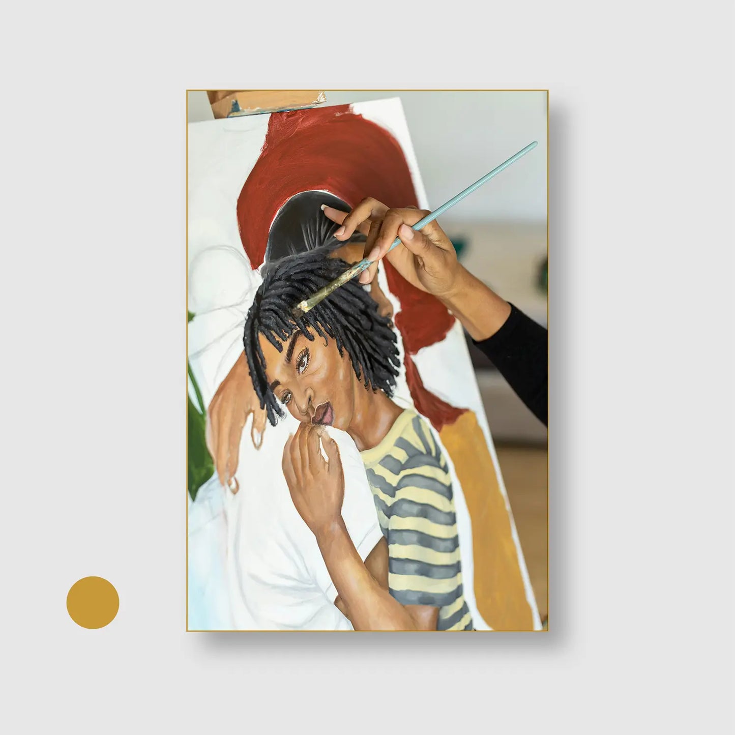 Tender Strokes (Graphic Only) with Gold Frame - Playful Abstract Wall Art
